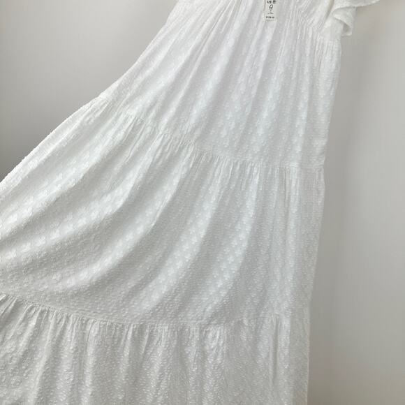 Madewell Tie Back Flutter Sleeve Tiered Midi Dress White Cottagecore US 00 NWT - Picture 14 of 16